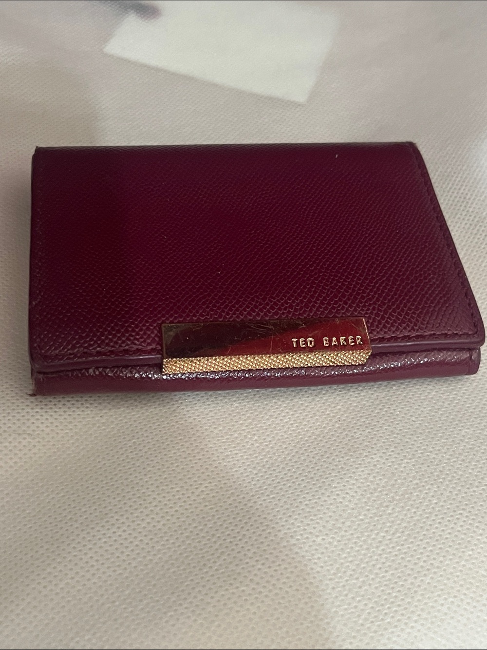 Ted Baker Burgundy Wallet with Gold Accent